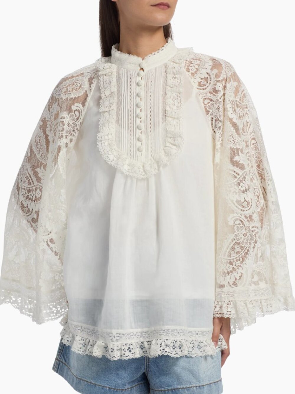 Zimmermann Ascension Lace Yoke Tunic Top In Cream - Women's Size US 10 - NWT